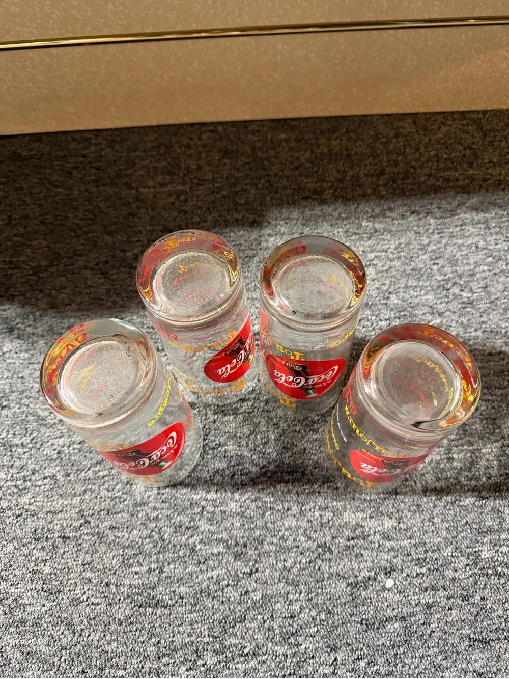 1990 Coca-Cola Vintage Glasses Set with Red Logo (Set of 4)